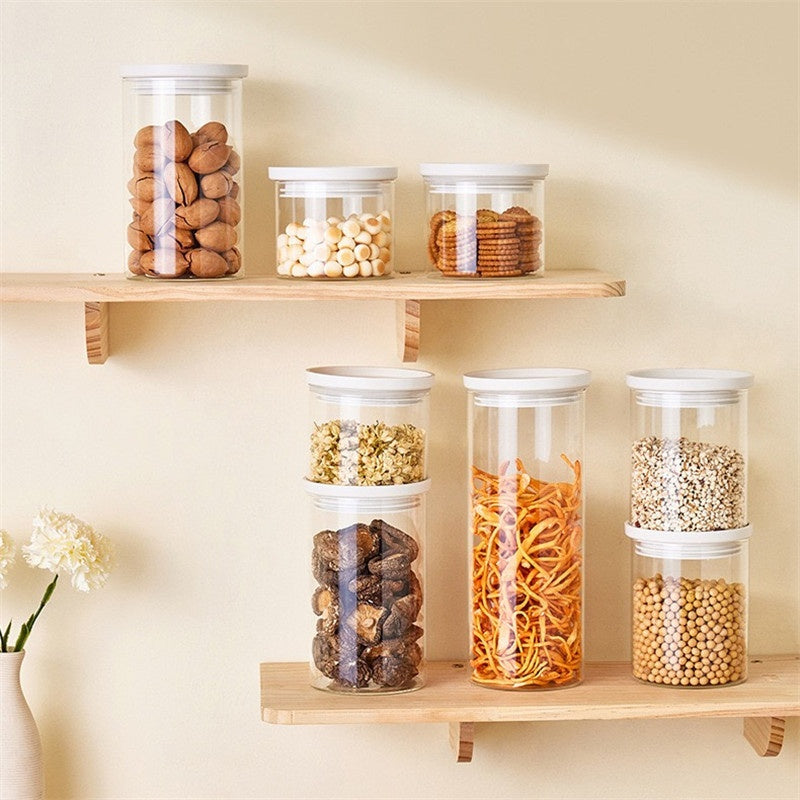 Vacuum Seal Food Storage Canister – Borosilicate Glass & PET Stackable Jars with Electric Pump (450ml–2500ml)
