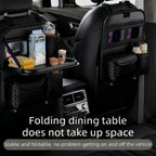 Car Back Seat Organiser | Multi-Pocket Leather Storage Bag, 40x36cm, Beige & Black | HOORIVA