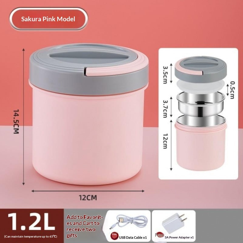 USB Electric Heated Lunch Box – Portable Constant Temperature Bento Box for Car & Travel (0.7L / 1.2L)