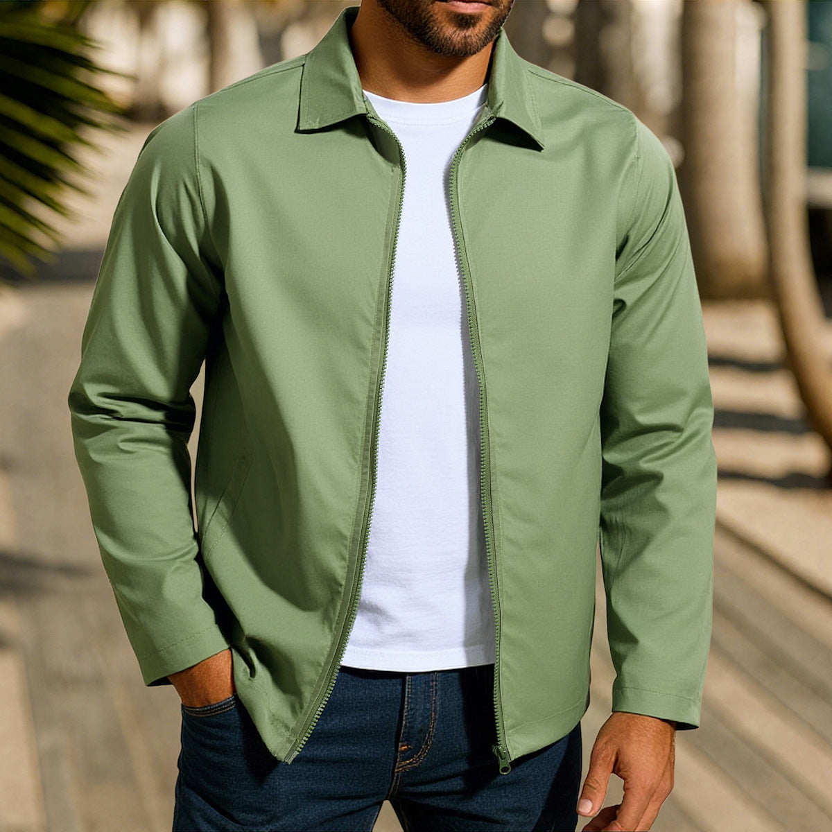 Men's Zipper Raglan Sleeve Cardigan Jacket – Polyester Blend | 4 Colours | S–XXXL | Hooriva