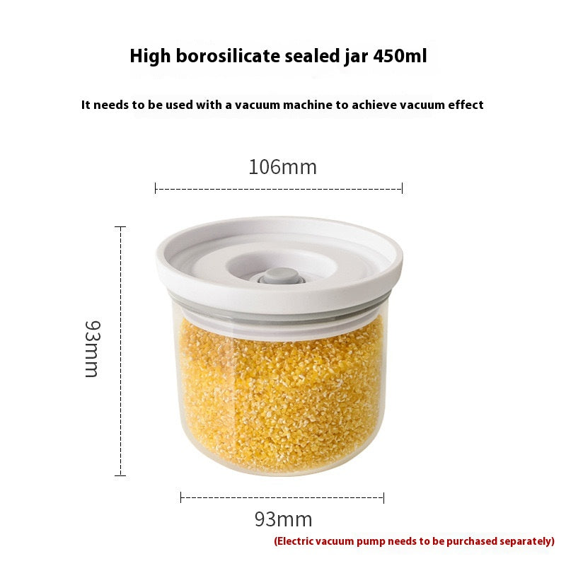 Vacuum Seal Food Storage Canister – Borosilicate Glass & PET Stackable Jars with Electric Pump (450ml–2500ml)
