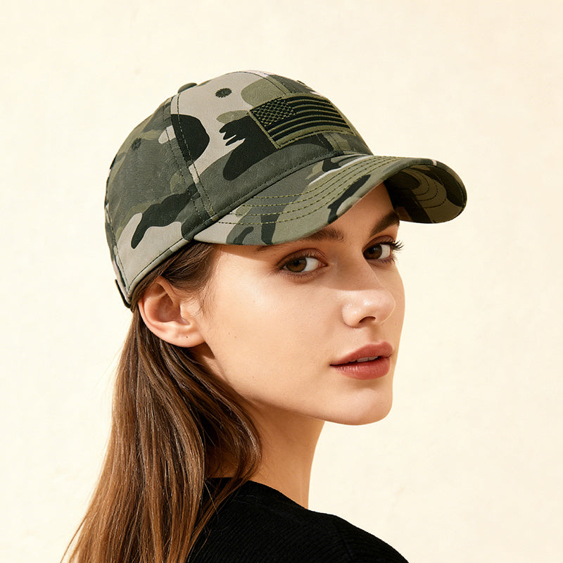 Wide Brim Flag Embroidered Sun Cap