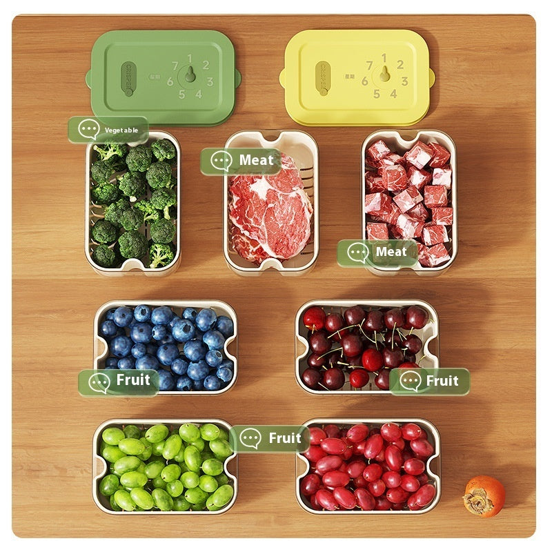 Steam Vent Food Storage Crisper with Freshness Date Tracker – Built-In Drainer & Coloured Lid (1–2L)