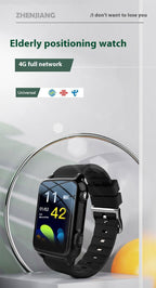 Elderly 4G GPS Smart Watch – Anti-Lost Positioning, Heart Rate & Step Counter | Black & Red