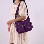 Women's Waterproof Nylon Crossbody Bag – Retro Messenger Shoulder Bag with Multi-Pockets