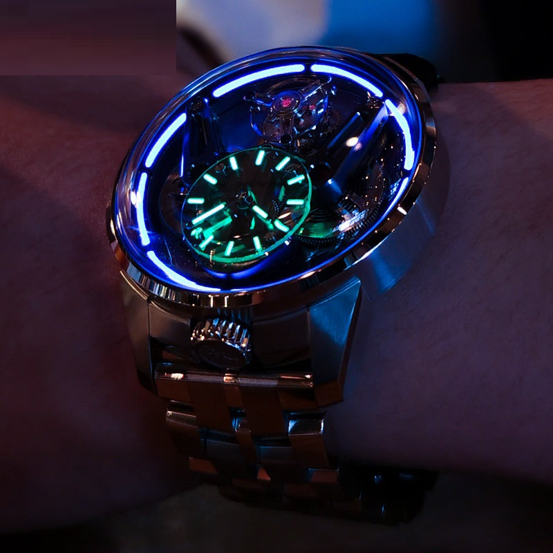 IK6806 Armor Tourbillon Mechanical Watch for Men | Black & Silver Case