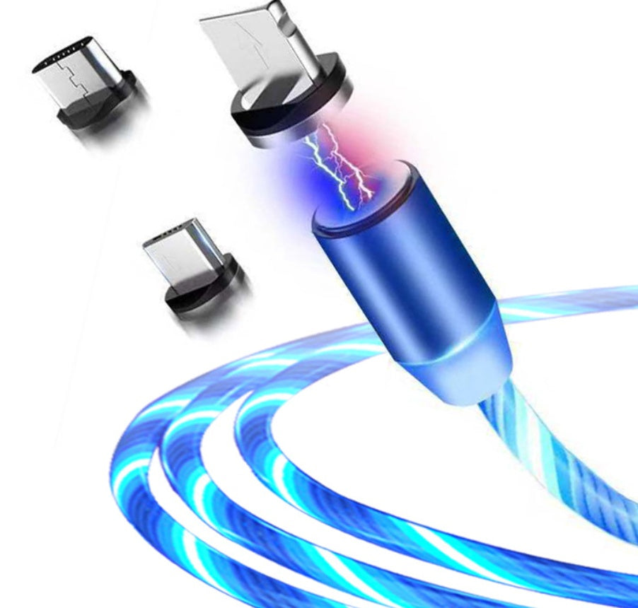 Triple magnetic charging tips for iPhone, Micro-USB, and Type-C compatibility