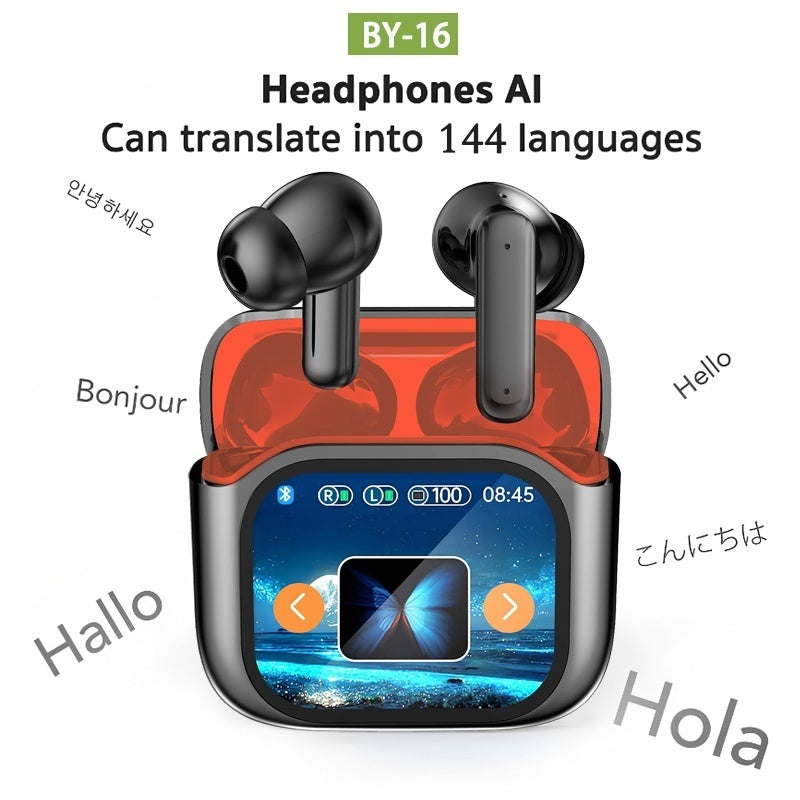 AI Translation Earbuds | 144 Languages, 6 Modes, LCD Touchscreen, 60H Battery, No Subscription