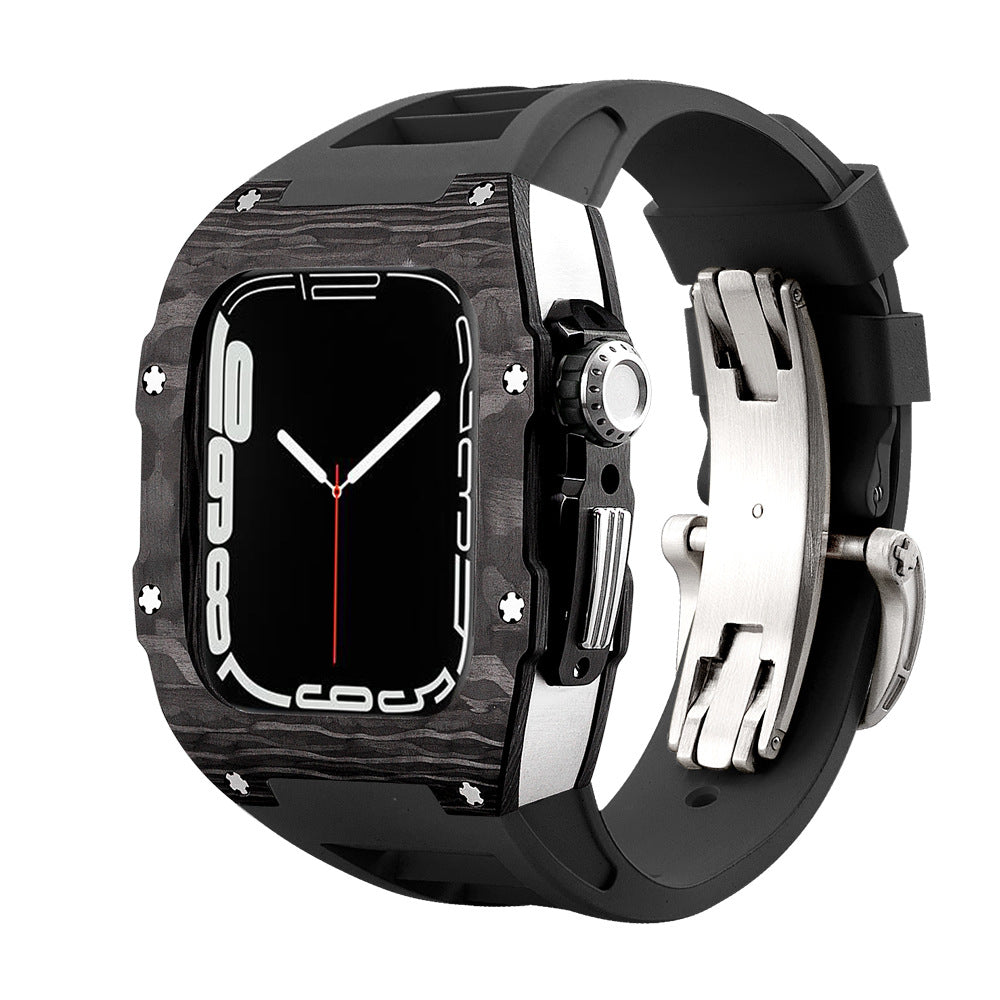 Carbon Fibre Apple Watch Strap | Fluoroelastomer Band with Stainless Steel Clasp | HOORIVA