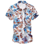 Men's Short Sleeve Colour Block Shirt | Big Size Lapel Tee
