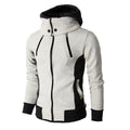 Men's Zip-Up Hooded Sweatshirt Jacket – Fake Two-Piece Slim Fit Sports Cardigan