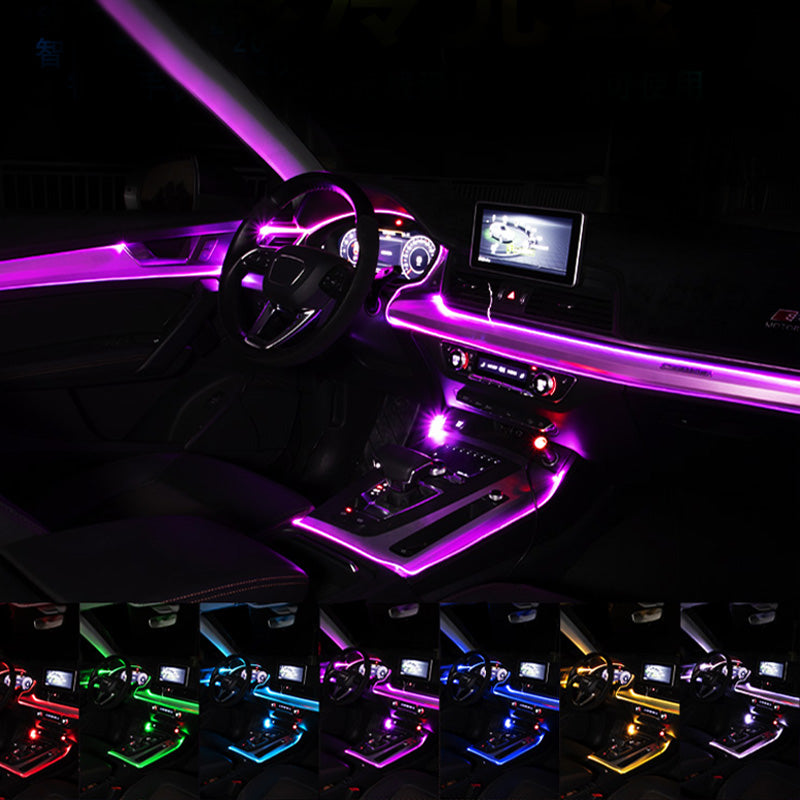 طقم إضاءة داخلية من الألياف الضوئية للسيارة | تطبيق RGB ومزامنة الموسيقى شرائط LED داخلية | HOORIVA