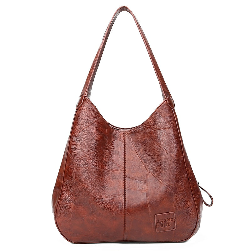 Women's PU Leather Casual Tote Shoulder Bag – Soft Zipper Handbag with Interior Pockets