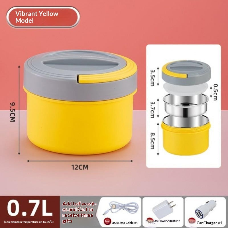 USB Electric Heated Lunch Box – Portable Constant Temperature Bento Box for Car & Travel (0.7L / 1.2L)