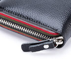 Genuine Leather Zipper Wallet – Multi-Slot Casual Purse for Men & Women