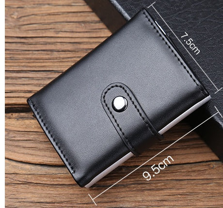 محفظة جلدية من الألومنيوم لحجب إشارات RFID – حامل بطاقات عمل نحيف للرجال