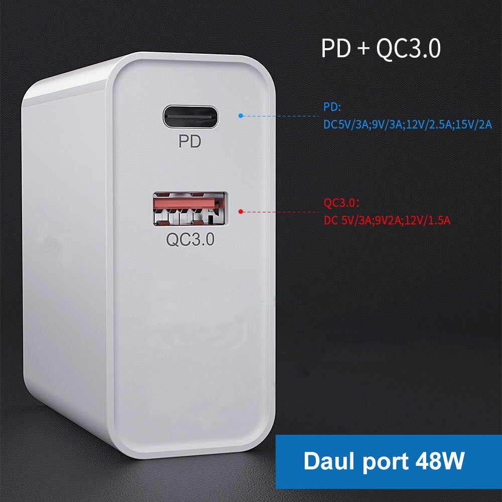 Fast Charge Phone Charger – 4-Port PD & QC USB Wall Charger