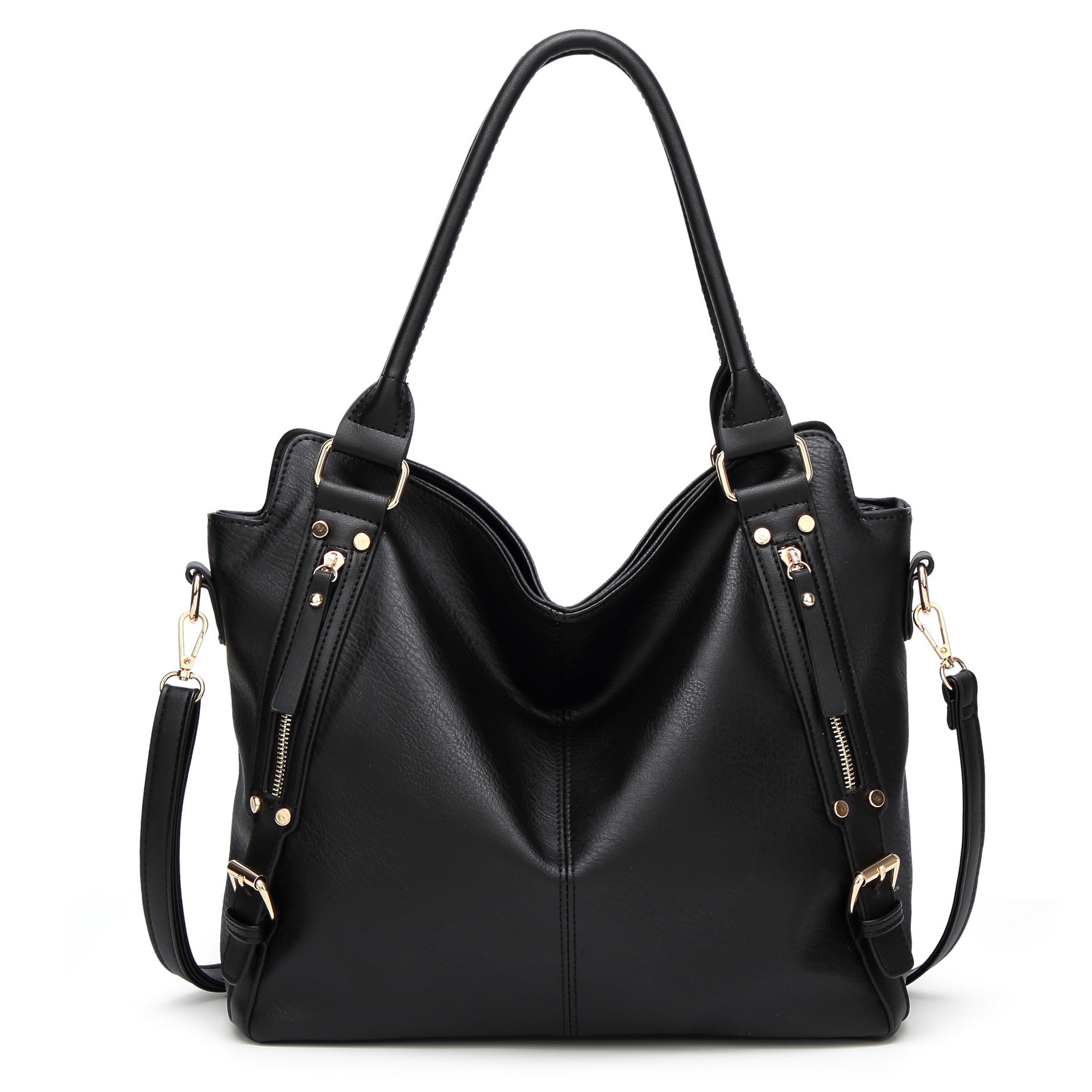 Women's Vintage PU Leather Tote Bag – Large Capacity Shoulder Handbag
