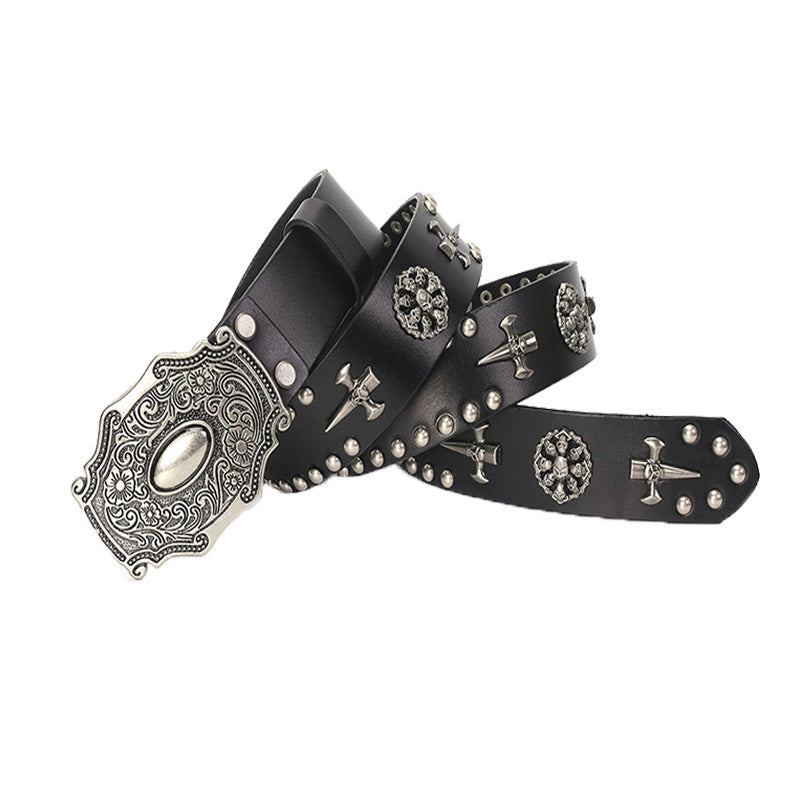 Men's Skull Smooth Buckle Hip Hop Belt – Bold Statement, 105–125cm