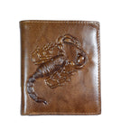 Men's Scorpion Retro Short Business Wallet – Genuine Cowhide Leather Bi-Fold