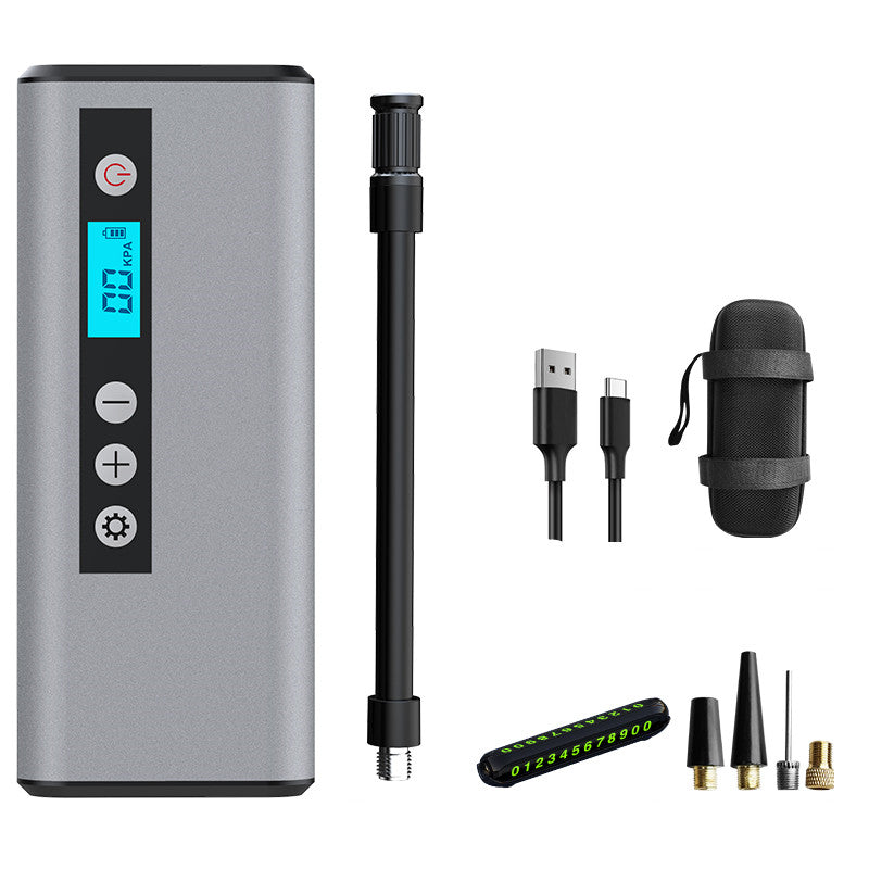 منفاخ إطارات كهربائي للسيارات – كمبروسر هواء محمول USB مع ضوء LED وإيقاف تلقائي