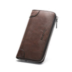 Men's PU Leather Clutch Wallet – Mid-Length Zip Purse with Card & Coin Slots