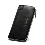 Men's PU Leather Clutch Wallet – Mid-Length Zip Purse with Card & Coin Slots
