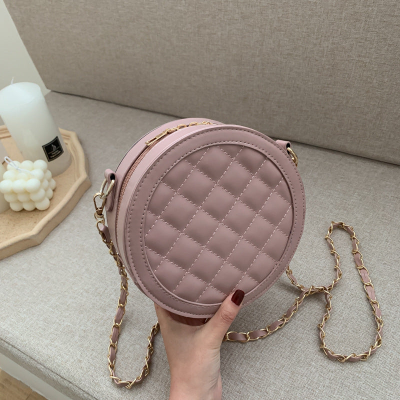 Fashion Net Red Small Round Bag Messenger Bag Female Trend Ins Rhombus Chain Bag