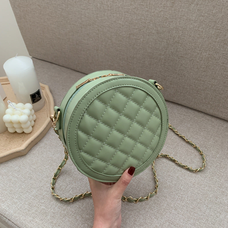 Fashion Net Red Small Round Bag Messenger Bag Female Trend Ins Rhombus Chain Bag