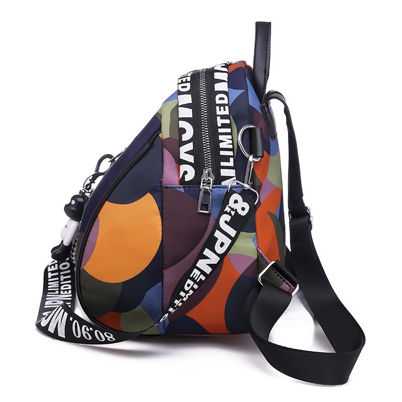Women's Oxford Cloth Korean Casual Fashion Printing Multi-function Travel Outing Backpack