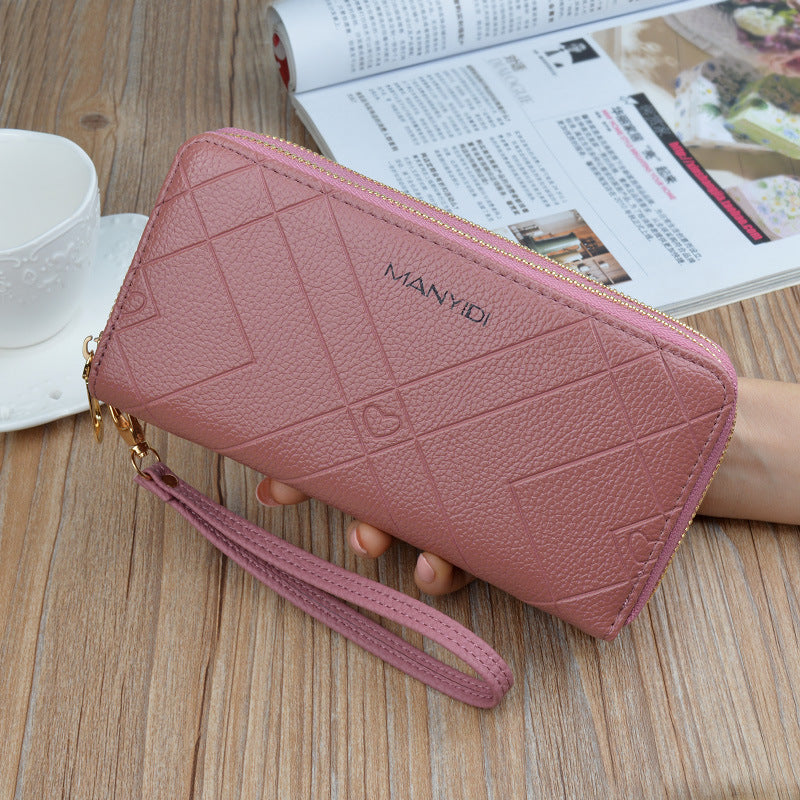 Large Capacity Embossed Wallet & Phone Case – Zip Clutch Purse for Women