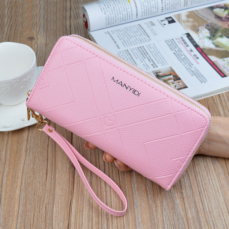 Large Capacity Embossed Wallet & Phone Case – Zip Clutch Purse for Women