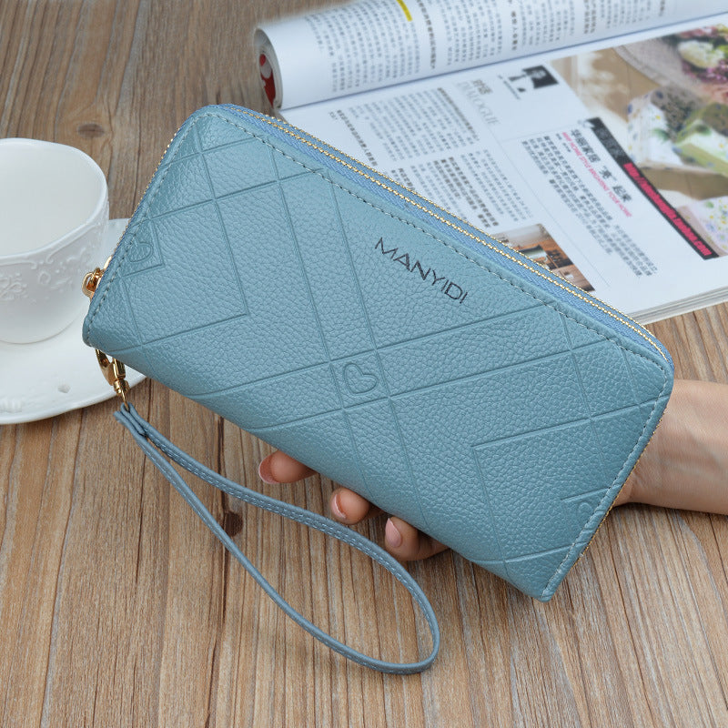 Large Capacity Embossed Wallet & Phone Case – Zip Clutch Purse for Women