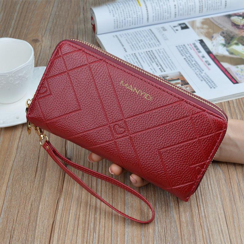 Large Capacity Embossed Wallet & Phone Case – Zip Clutch Purse for Women