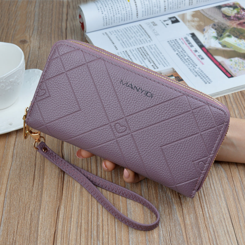 Large Capacity Embossed Wallet & Phone Case – Zip Clutch Purse for Women