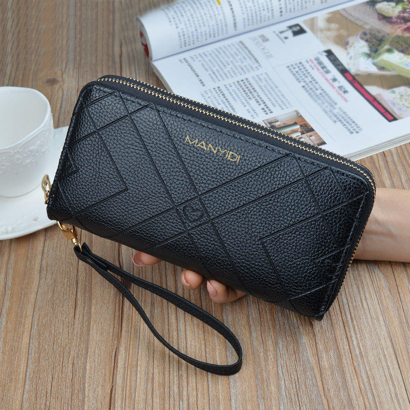 Large Capacity Embossed Wallet & Phone Case – Zip Clutch Purse for Women