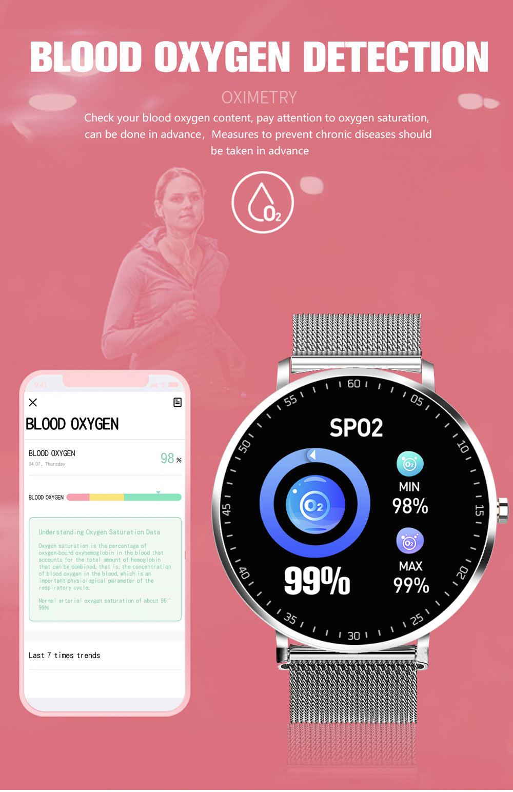 Full Touch Smart Bracelet – Sports Fitness Tracker with Health Monitoring | Hooriva