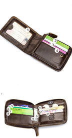 Captain Niu Leather Short Horizontal Head Leather Wallet Leisure Change Driving Certificate Multi Function Card Slot Wallet