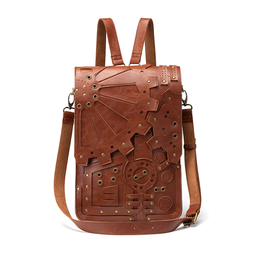 Steampunk Women's One-shoulder Messenger Bag PU Leather Retro Style Round Locomotive Bag
