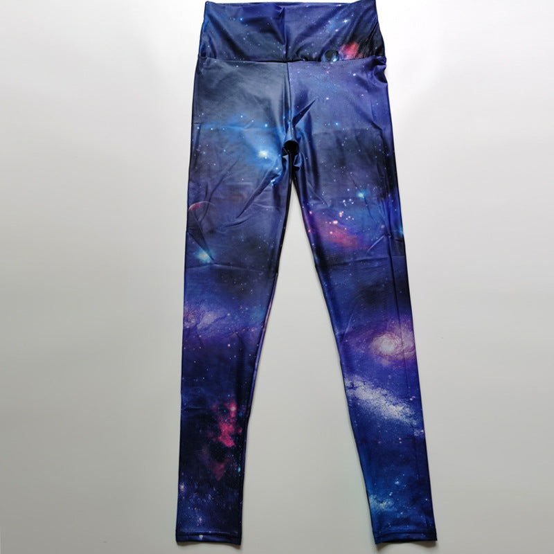 سروال يوغا نسائي بخصر مرتفع - ليغنز رياضي مطاطي بطبعة تجريدية