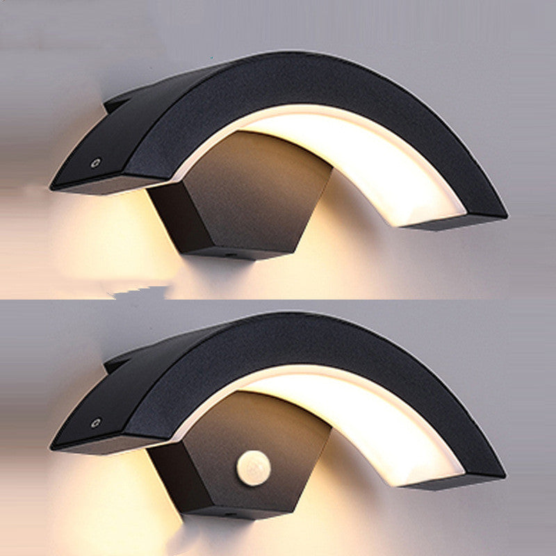 Curved Moon LED Wall Light – Indoor & Outdoor, Motion Sensor Option