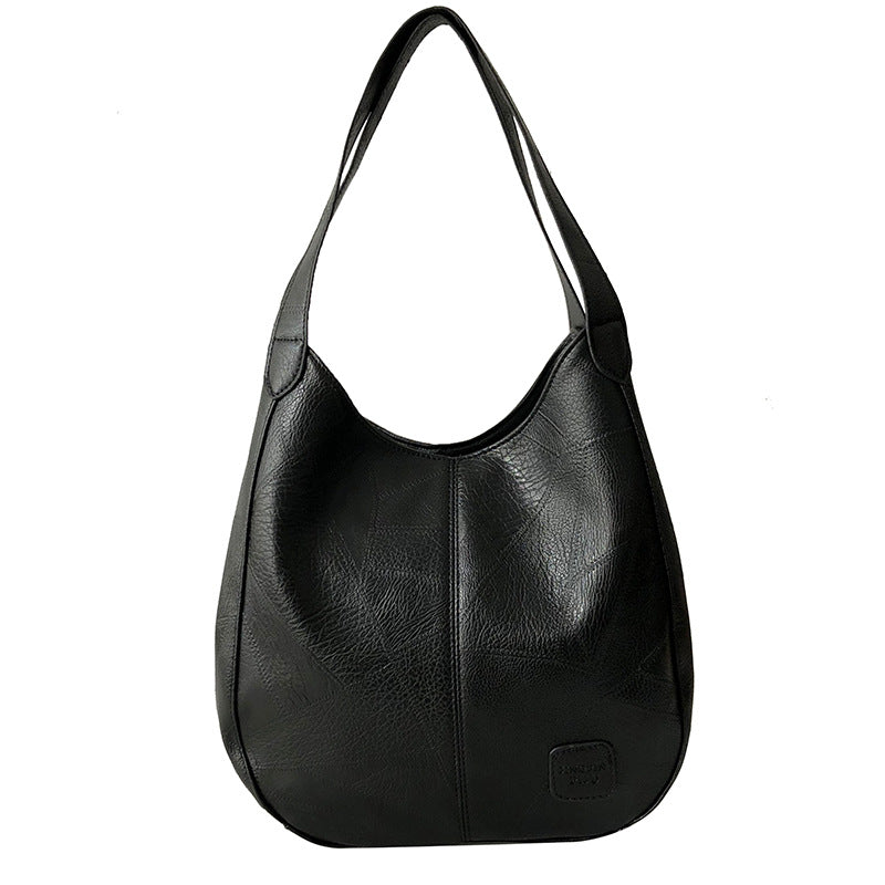 Women's Vintage PU Leather Casual Tote Shoulder Bag – Large Magnetic Buckle Handbag with Zipper