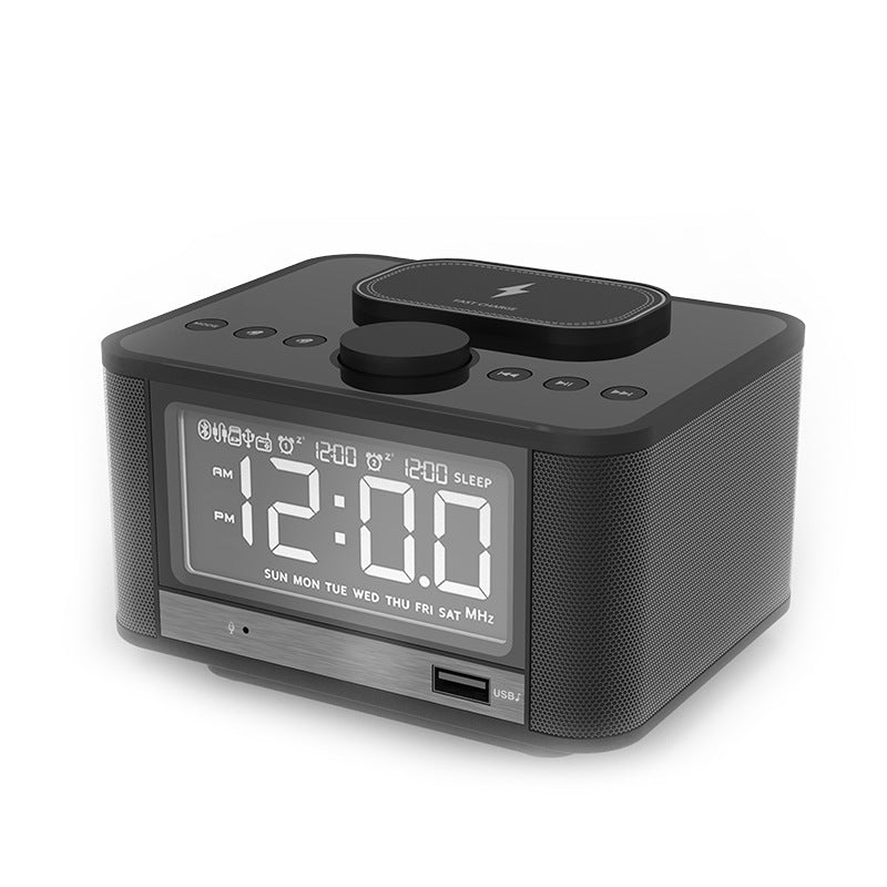 Bluetooth Speaker Alarm Clock | FM Radio + Wireless Charging | 5W+5W Stereo | EU/UK/US
