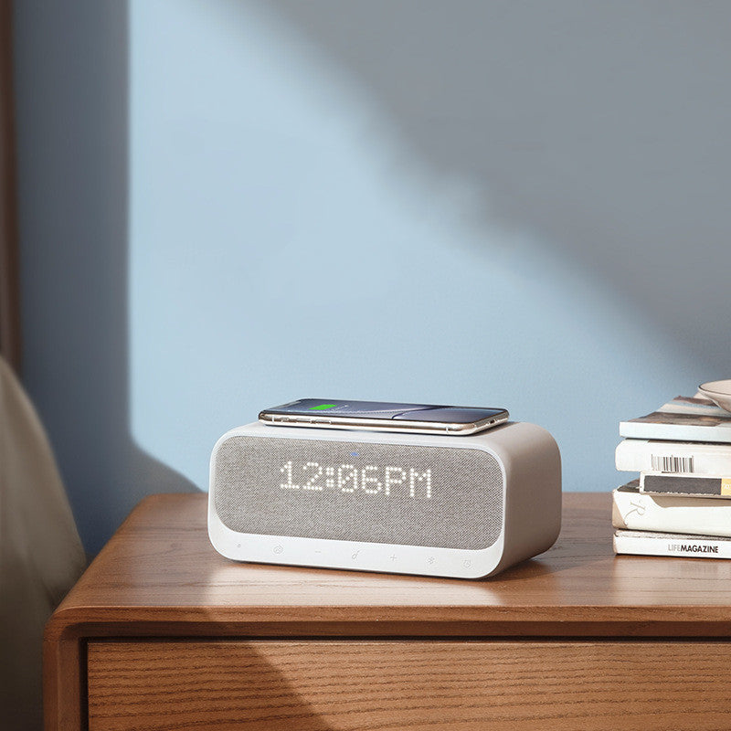 Wireless Charging Bluetooth Speaker with Alarm Clock & FM Radio | HOORIVA
