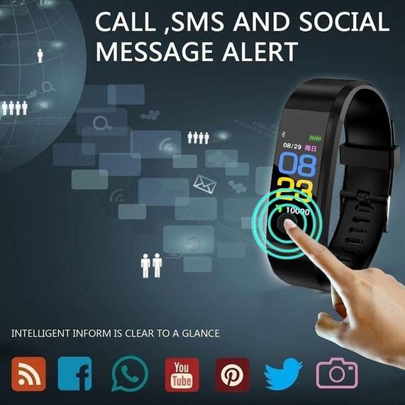 ID115Plus Smart Fitness Bracelet – Heart Rate, Sleep Monitor & Anti-Lost