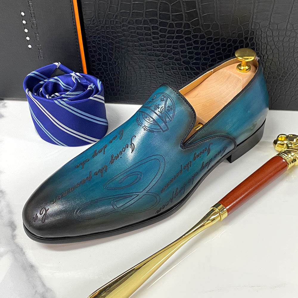 Men's Italian Hand-Painted Cowhide Leather Dress Shoes – Retro Oxford, EU 38–47 | Hooriva