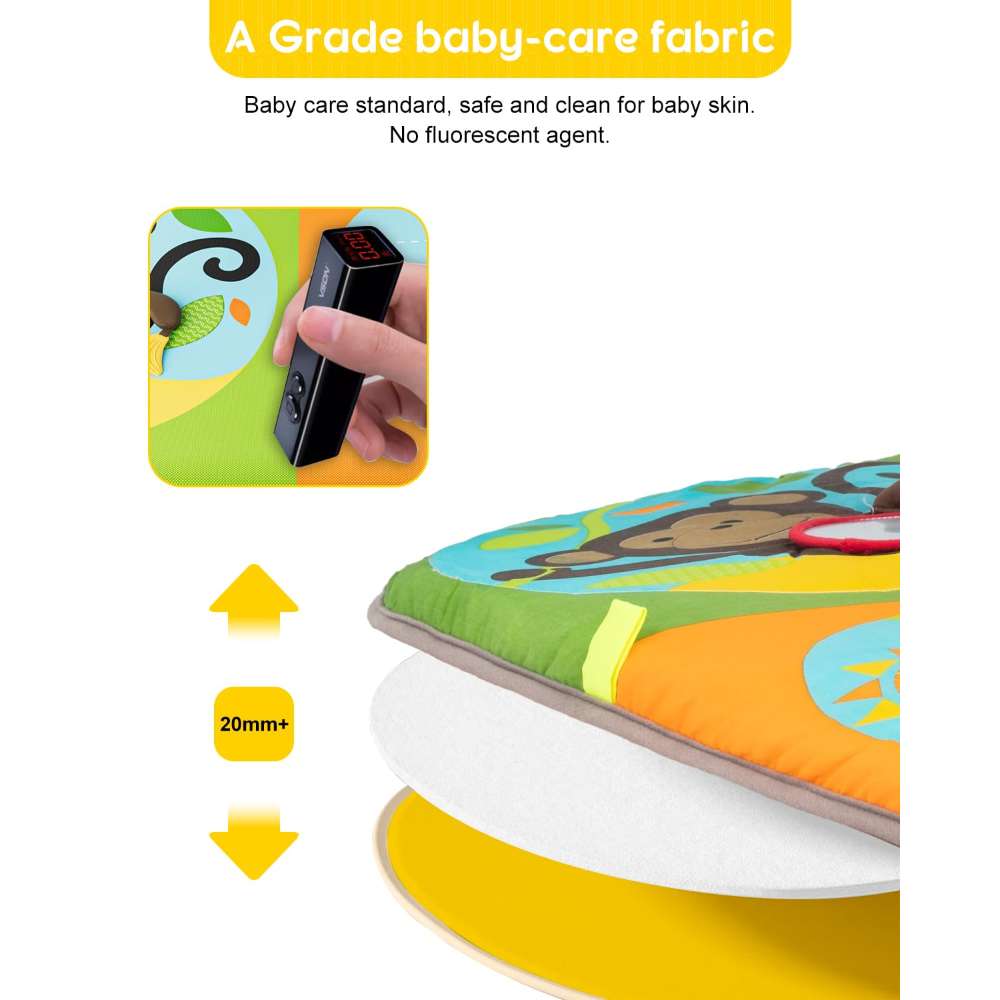 Baby Activity Play Mat & Gym – Zoo Theme Sensory Playmat | 4 Toys | 0–6 Months+