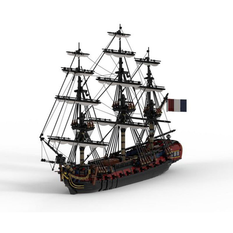 French Frigate 28-Gun Warship Building Block Model | Advanced Assembly Toy for Ages 15+