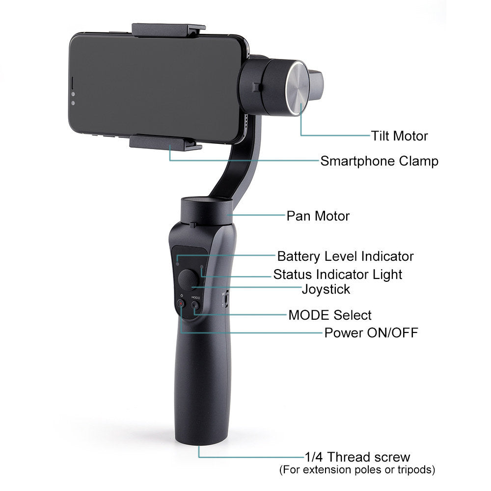 3-Axis Handheld Phone Gimbal Stabilizer | 330° Adjustable Speed for Smartphones up to 6.5"