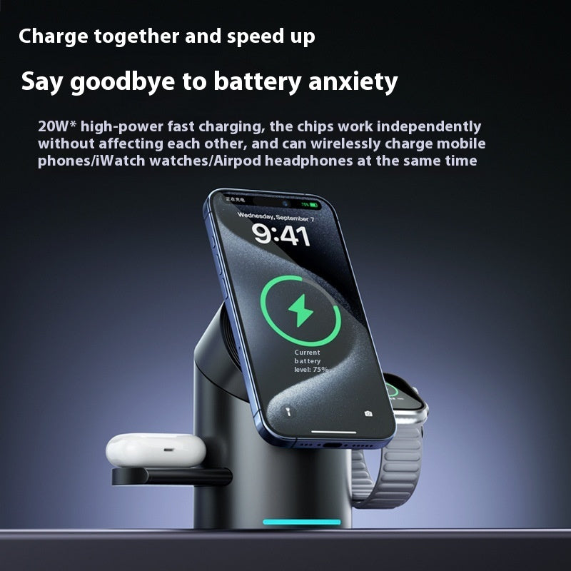 3-in-1 Magnetic Wireless Charger | 20W Fast Charging Stand for Phone, Watch & Earphones